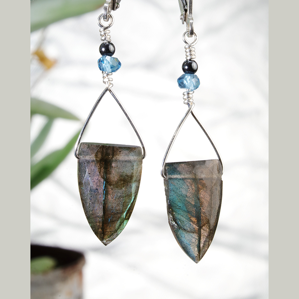 Labradorite Shield Earrings