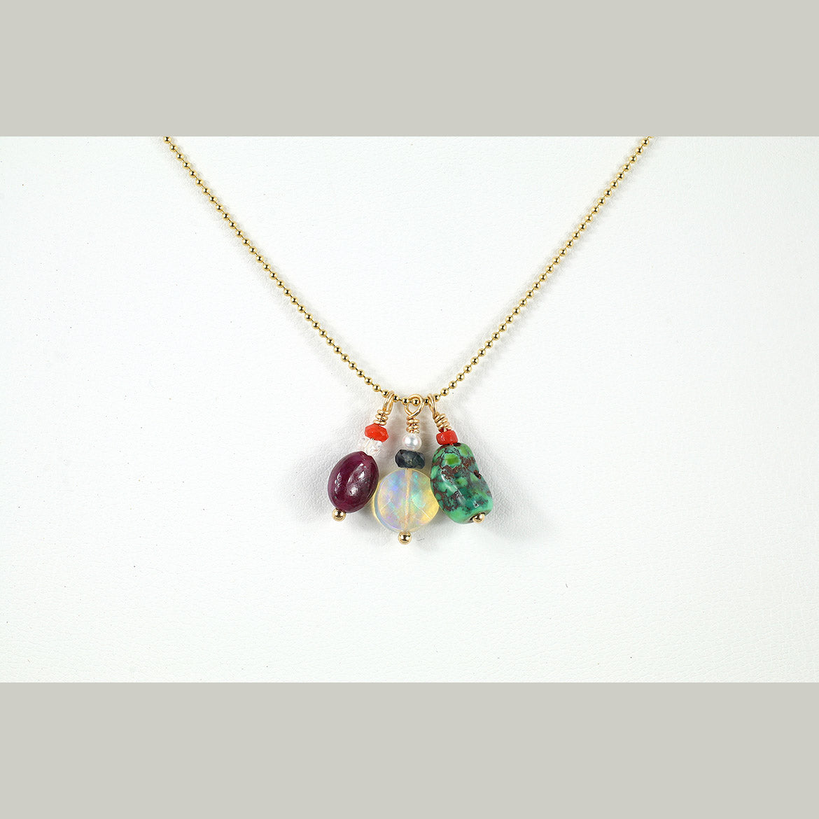 Gem Stone Cluster Necklace