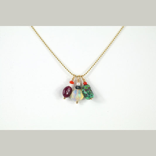 Gem Stone Cluster Necklace