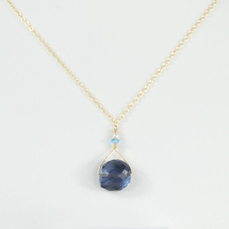 Alexandrite, Blue Topaz and Pearl Necklace