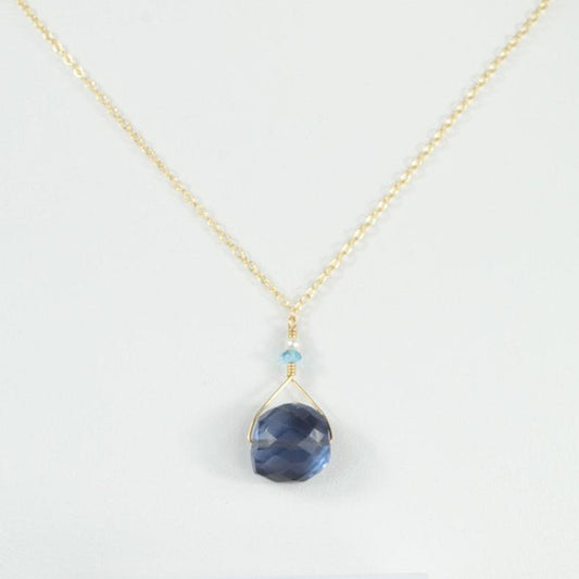 Alexandrite, Blue Topaz and Pearl Necklace