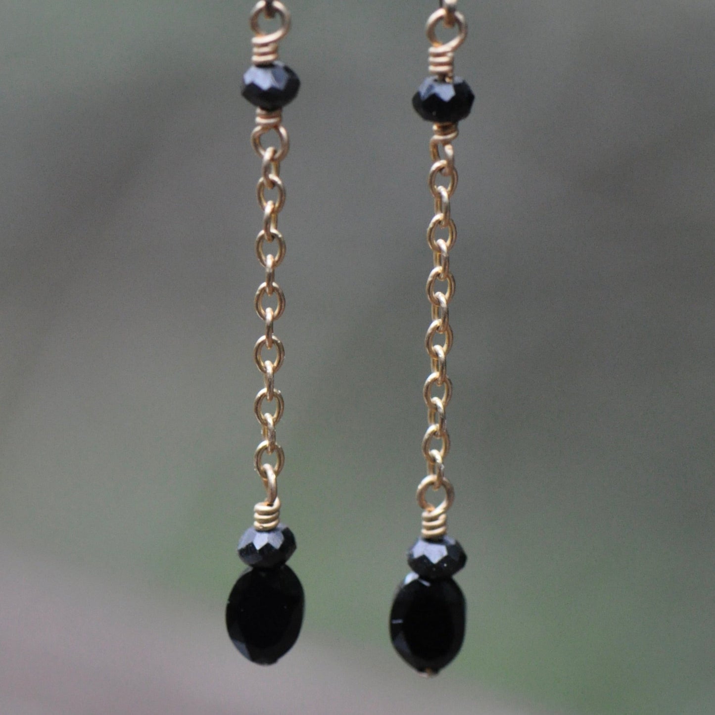 Black Onyx Long Earrings