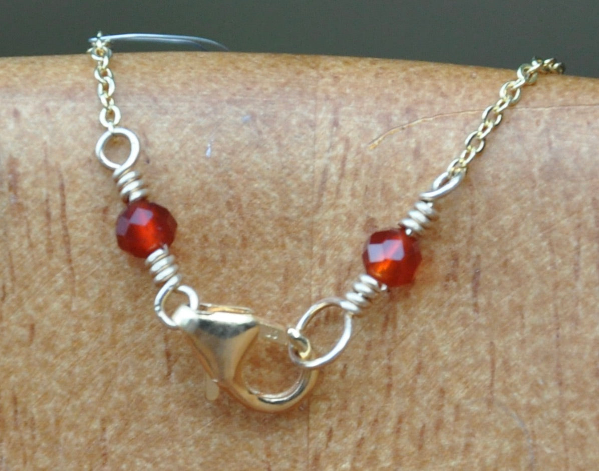 Family of 5 Genuine Hawaiian Puka Shells with Carnelian on Gold Filled Chain