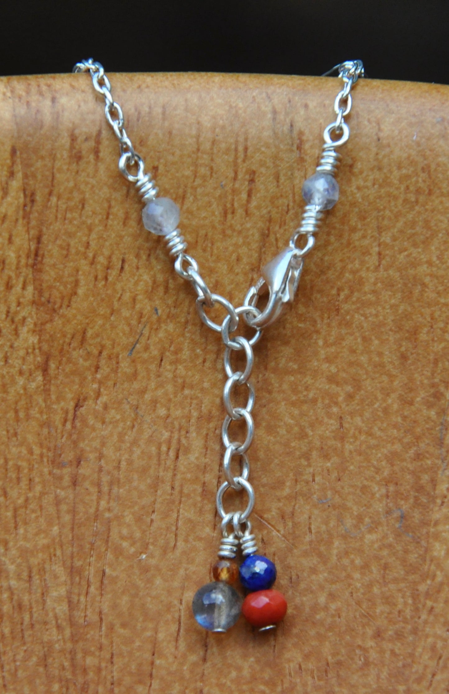 California Limpet Shell Necklace with Aventurine on Sterling Silver Cable Chain