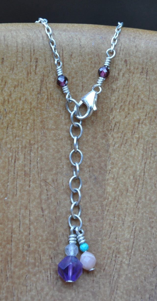 Genuine Hawaiian Sunrise Shell with Garnets on Sterling Silver Chain