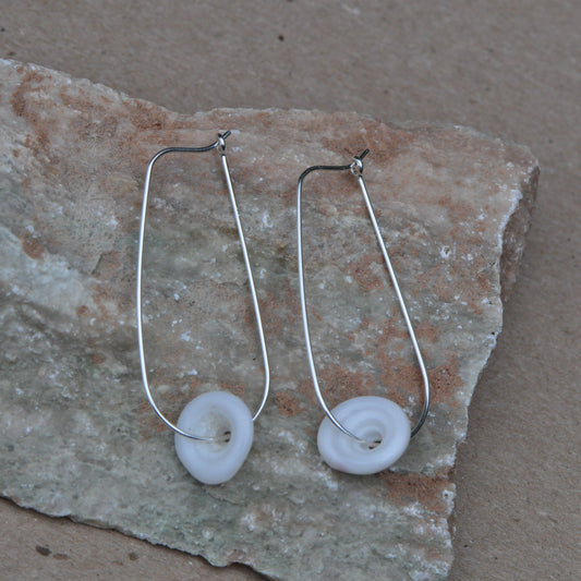 Hawaiian Puka Shell Elongated Hoops