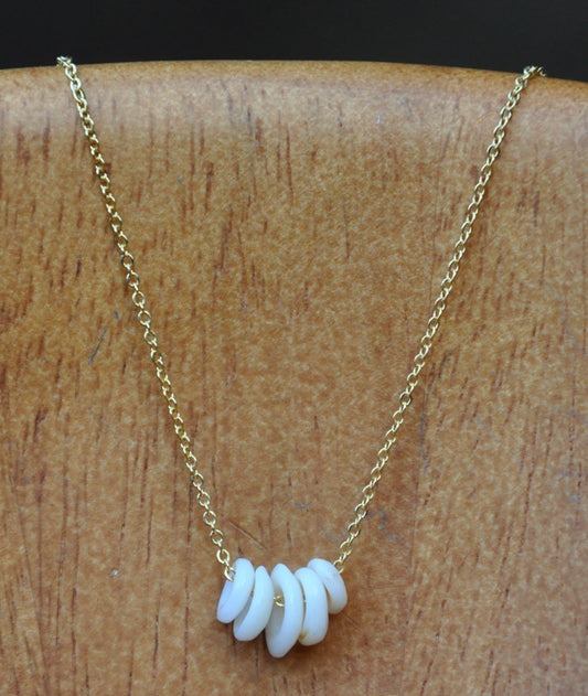 Family of 5 Genuine Hawaiian Puka Shells with Carnelian on Gold Filled Chain