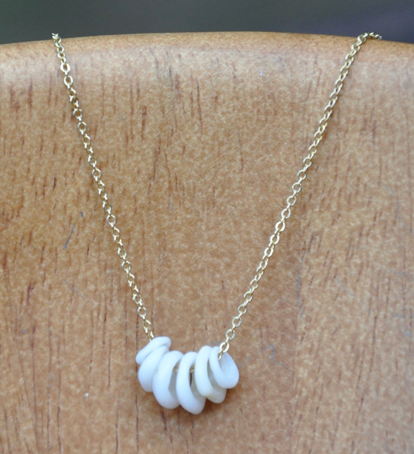 Family of 6 Genuine Hawaiian Puka Shells with Brandy Citrine on Gold Filled Chain