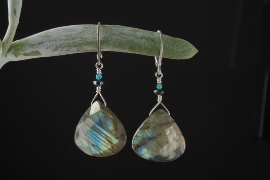 Labradorite and Blue Topaz Earrings