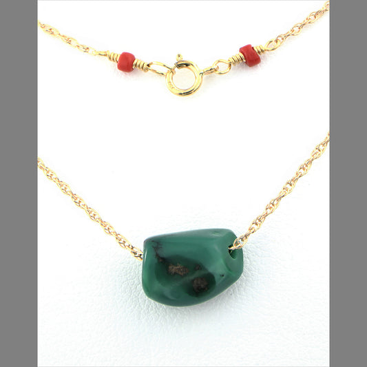Tibetan Turquoise with Coral on Gold