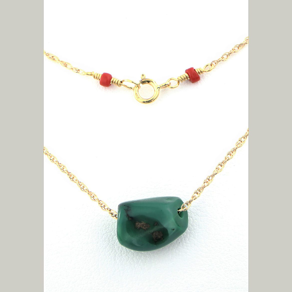 Tibetan Turquoise with Coral on Gold