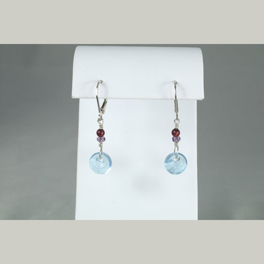 Aquamarine, Garnet and Iolite Earrings